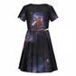 Mae Jemison Kid Short Sleeve Dress Cartoon Astronaut Portrait, The Sky Is Not the Limit Quote and Galaxy Dreamer - African Pride