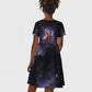 Mae Jemison Kid Short Sleeve Dress Cartoon Astronaut Portrait, The Sky Is Not the Limit Quote and Galaxy Dreamer - African Pride