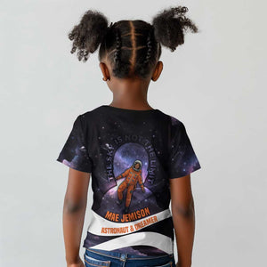 Mae Jemison Kid T shirt Cartoon Astronaut Portrait, The Sky Is Not the Limit Quote and Galaxy Dreamer - African Pride