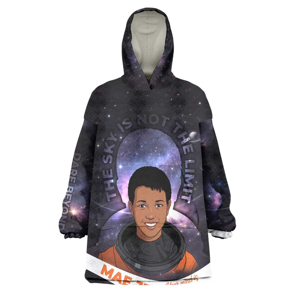 Mae Jemison Kid Wearable Blanket Hoodie Cartoon Astronaut Portrait, The Sky Is Not the Limit Quote and Galaxy Dreamer - African Pride