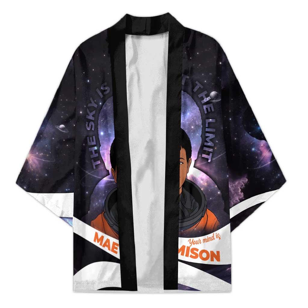 Mae Jemison Kimono Cartoon Astronaut Portrait, The Sky Is Not the Limit Quote and Galaxy Dreamer - African Pride