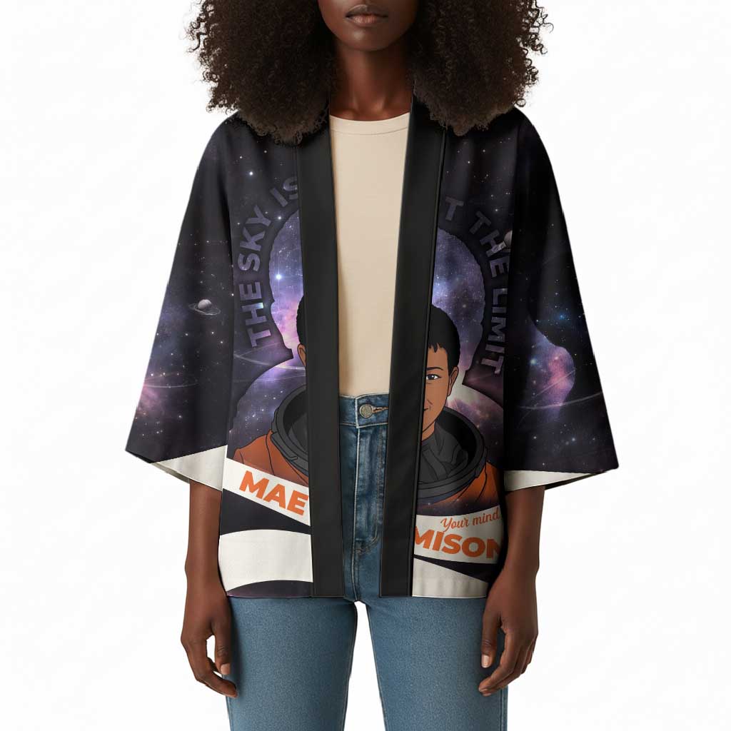 Mae Jemison Kimono Cartoon Astronaut Portrait, The Sky Is Not the Limit Quote and Galaxy Dreamer - African Pride