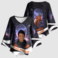 Mae Jemison Kimono Sleeve Blouse Cartoon Astronaut Portrait, The Sky Is Not the Limit Quote and Galaxy Dreamer - African Pride
