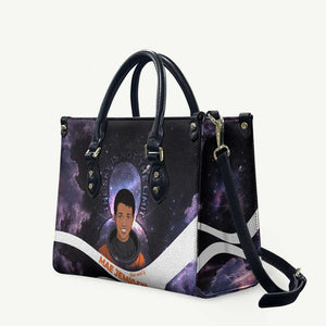 Mae Jemison Leather Bag Cartoon Astronaut Portrait, The Sky Is Not the Limit Quote and Galaxy Dreamer - African Pride