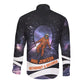 Mae Jemison Long Sleeve Button Shirt Cartoon Astronaut Portrait, The Sky Is Not the Limit Quote and Galaxy Dreamer - African Pride
