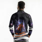 Mae Jemison Long Sleeve Polo Shirt Cartoon Astronaut Portrait, The Sky Is Not the Limit Quote and Galaxy Dreamer - African Pride