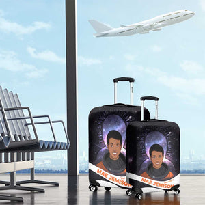 Mae Jemison Luggage Cover Cartoon Astronaut Portrait, The Sky Is Not the Limit Quote and Galaxy Dreamer - African Pride