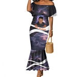 Mae Jemison Mermaid Dress Cartoon Astronaut Portrait, The Sky Is Not the Limit Quote and Galaxy Dreamer - African Pride