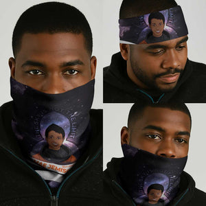 Mae Jemison Neck Gaiter Cartoon Astronaut Portrait, The Sky Is Not the Limit Quote and Galaxy Dreamer - African Pride