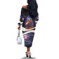 Mae Jemison Off The Shoulder Long Sleeve Dress Cartoon Astronaut Portrait, The Sky Is Not the Limit Quote and Galaxy Dreamer - African Pride