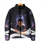 Mae Jemison Padded Jacket Cartoon Astronaut Portrait, The Sky Is Not the Limit Quote and Galaxy Dreamer - African Pride