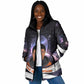 Mae Jemison Padded Jacket Cartoon Astronaut Portrait, The Sky Is Not the Limit Quote and Galaxy Dreamer - African Pride