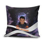 Mae Jemison Pillow Cover Cartoon Astronaut Portrait, The Sky Is Not the Limit Quote and Galaxy Dreamer - African Pride