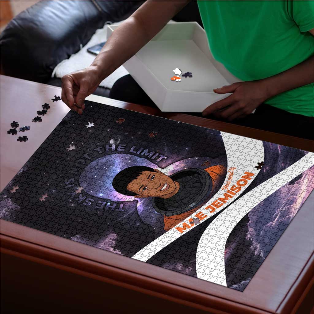 Mae Jemison Puzzle Cartoon Astronaut Portrait, The Sky Is Not the Limit Quote and Galaxy Dreamer - African Pride