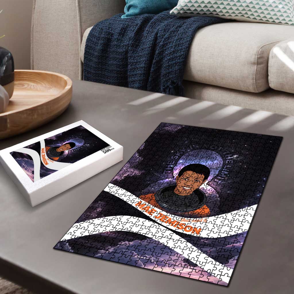 Mae Jemison Puzzle Cartoon Astronaut Portrait, The Sky Is Not the Limit Quote and Galaxy Dreamer - African Pride