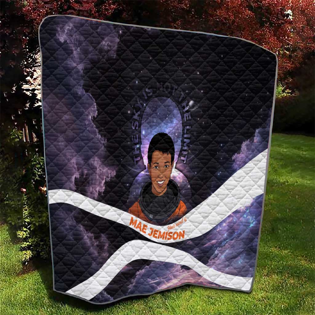 Mae Jemison Quilt Cartoon Astronaut Portrait, The Sky Is Not the Limit Quote and Galaxy Dreamer - African Pride