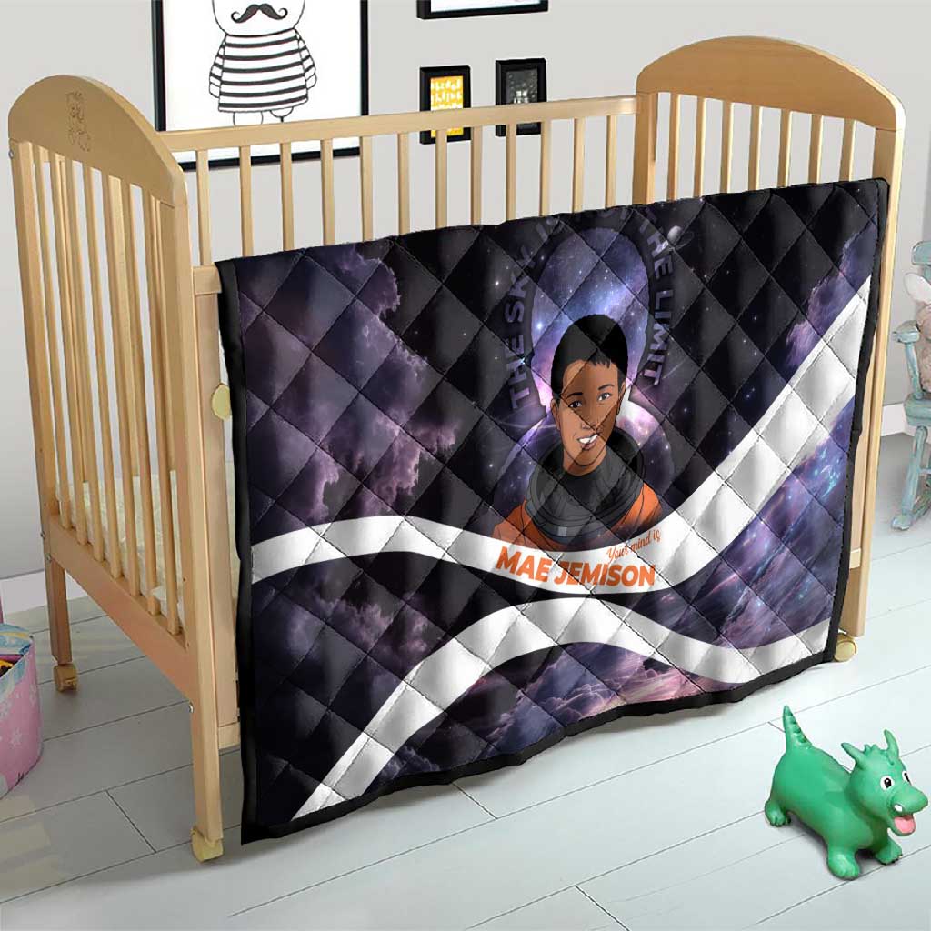 Mae Jemison Quilt Cartoon Astronaut Portrait, The Sky Is Not the Limit Quote and Galaxy Dreamer - African Pride