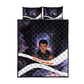 Mae Jemison Quilt Bed Set Cartoon Astronaut Portrait, The Sky Is Not the Limit Quote and Galaxy Dreamer - African Pride