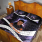Mae Jemison Quilt Bed Set Cartoon Astronaut Portrait, The Sky Is Not the Limit Quote and Galaxy Dreamer - African Pride