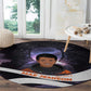 Mae Jemison Round Carpet Cartoon Astronaut Portrait, The Sky Is Not the Limit Quote and Galaxy Dreamer - African Pride
