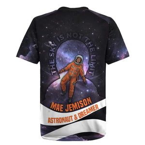 Mae Jemison Rugby Jersey Cartoon Astronaut Portrait, The Sky Is Not the Limit Quote and Galaxy Dreamer - African Pride
