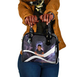 Mae Jemison Shoulder Handbag Cartoon Astronaut Portrait, The Sky Is Not the Limit Quote and Galaxy Dreamer - African Pride