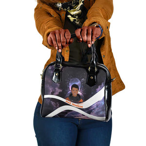 Mae Jemison Shoulder Handbag Cartoon Astronaut Portrait, The Sky Is Not the Limit Quote and Galaxy Dreamer - African Pride