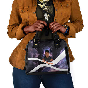 Mae Jemison Shoulder Handbag Cartoon Astronaut Portrait, The Sky Is Not the Limit Quote and Galaxy Dreamer - African Pride