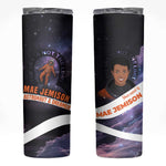 Mae Jemison Skinny Tumbler Cartoon Astronaut Portrait, The Sky Is Not the Limit Quote and Galaxy Dreamer - African Pride