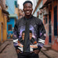 Mae Jemison Sleeve Zip Bomber Jacket Cartoon Astronaut Portrait, The Sky Is Not the Limit Quote and Galaxy Dreamer - African Pride