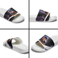 Mae Jemison Slide Sandals Cartoon Astronaut Portrait, The Sky Is Not the Limit Quote and Galaxy Dreamer - African Pride