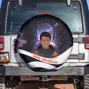 Mae Jemison Spare Tire Cover Cartoon Astronaut Portrait, The Sky Is Not the Limit Quote and Galaxy Dreamer - African Pride