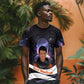 Mae Jemison T shirt Cartoon Astronaut Portrait, The Sky Is Not the Limit Quote and Galaxy Dreamer - African Pride