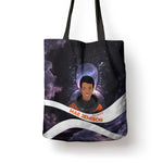 Mae Jemison Tote Bag Cartoon Astronaut Portrait, The Sky Is Not the Limit Quote and Galaxy Dreamer - African Pride