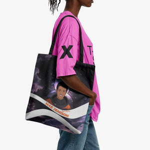 Mae Jemison Tote Bag Cartoon Astronaut Portrait, The Sky Is Not the Limit Quote and Galaxy Dreamer - African Pride