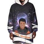 Mae Jemison Wearable Blanket Hoodie Cartoon Astronaut Portrait, The Sky Is Not the Limit Quote and Galaxy Dreamer - African Pride