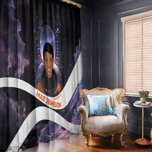 Mae Jemison Window Curtain Cartoon Astronaut Portrait, The Sky Is Not the Limit Quote and Galaxy Dreamer - African Pride