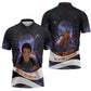 Mae Jemison Zipper Polo Shirt Cartoon Astronaut Portrait, The Sky Is Not the Limit Quote and Galaxy Dreamer - African Pride