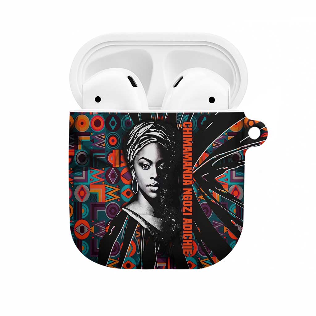 Chimamanda Ngozi Adichie AirPods Case with Monochrome Portrait, The Danger of a Single Story Quote - African Pride