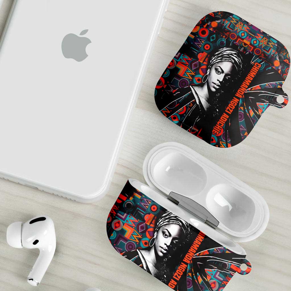 Chimamanda Ngozi Adichie AirPods Case with Monochrome Portrait, The Danger of a Single Story Quote - African Pride