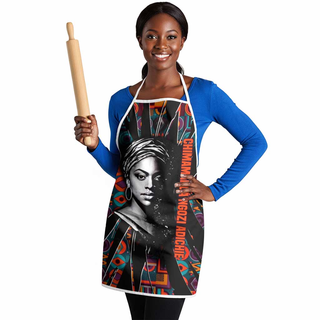 Chimamanda Ngozi Adichie Apron with Monochrome Portrait, The Danger of a Single Story Quote - African Pride