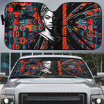Chimamanda Ngozi Adichie Auto Sun Shade with Monochrome Portrait, The Danger of a Single Story Quote - African Pride