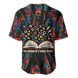 Chimamanda Ngozi Adichie Baseball Jersey with Monochrome Portrait, The Danger of a Single Story Quote - African Pride