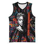 Chimamanda Ngozi Adichie Basketball Jersey with Monochrome Portrait, The Danger of a Single Story Quote - African Pride