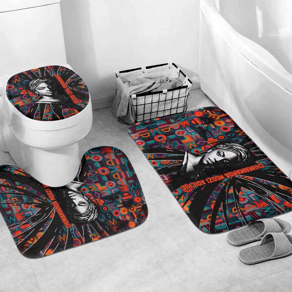 Chimamanda Ngozi Adichie Bathroom Set with Monochrome Portrait, The Danger of a Single Story Quote - African Pride