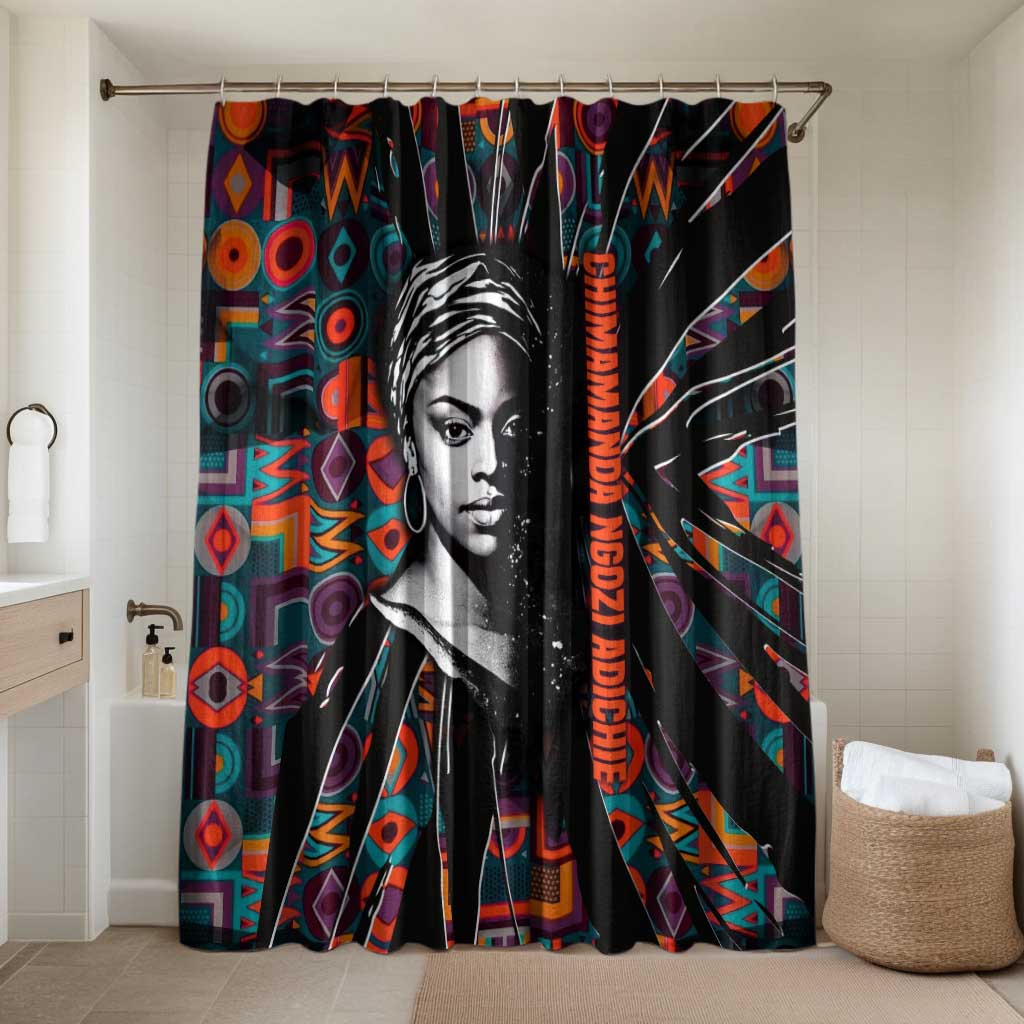 Chimamanda Ngozi Adichie Bathroom Set with Monochrome Portrait, The Danger of a Single Story Quote - African Pride