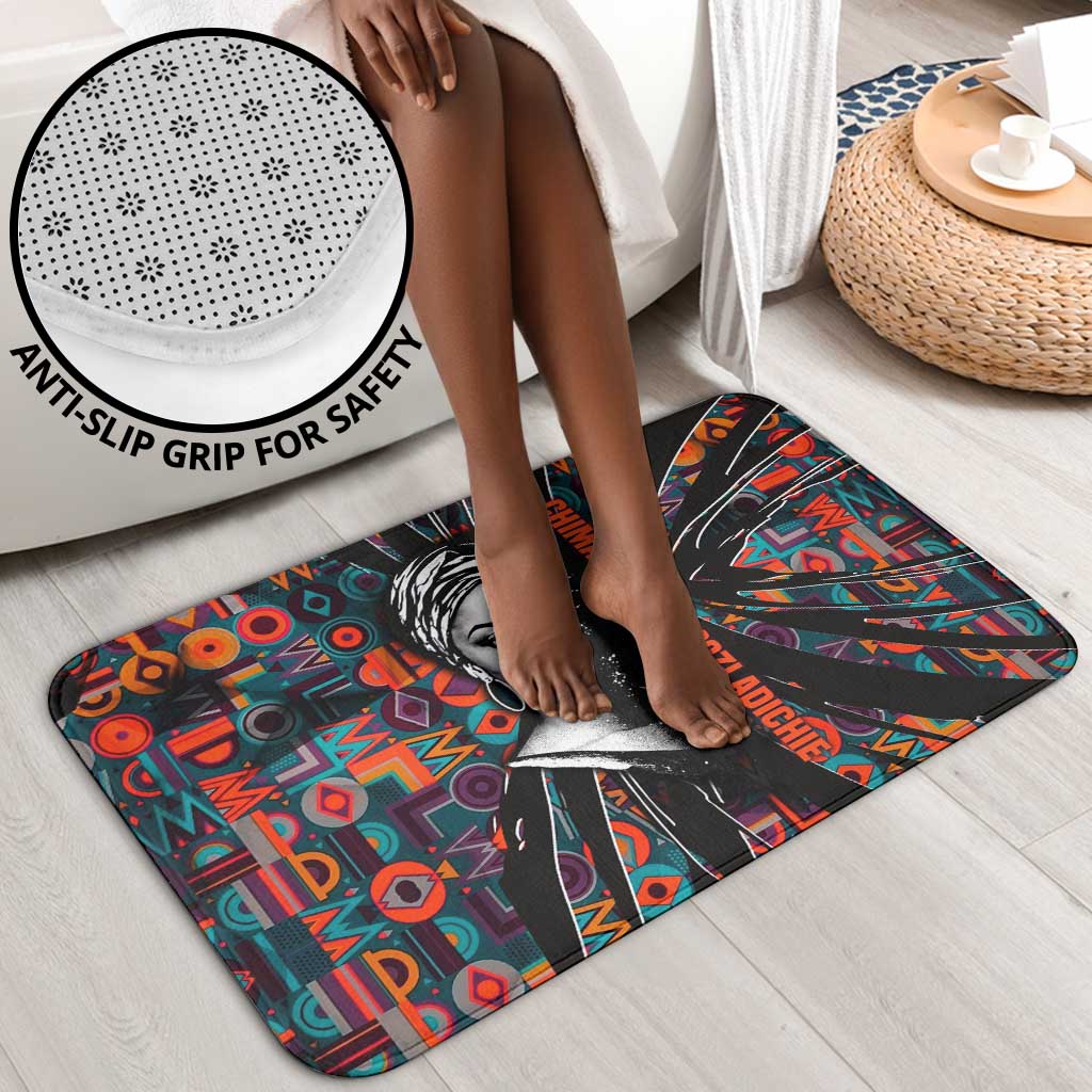 Chimamanda Ngozi Adichie Bathroom Set with Monochrome Portrait, The Danger of a Single Story Quote - African Pride