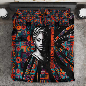 Chimamanda Ngozi Adichie Bedding Set with Monochrome Portrait, The Danger of a Single Story Quote - African Pride