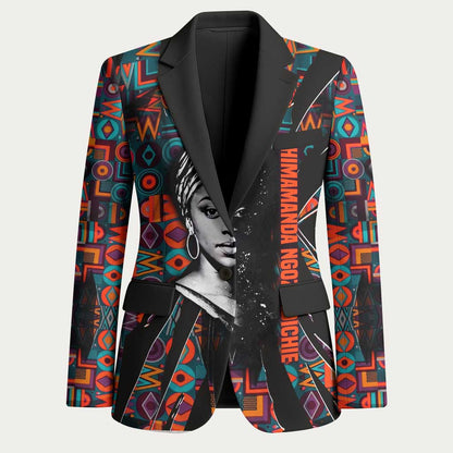 Chimamanda Ngozi Adichie Blazer with Monochrome Portrait, The Danger of a Single Story Quote - African Pride
