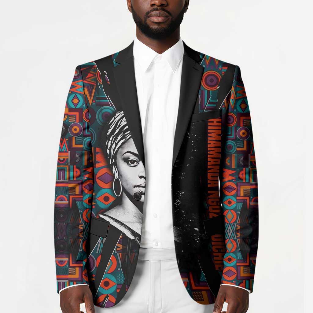 Chimamanda Ngozi Adichie Blazer with Monochrome Portrait, The Danger of a Single Story Quote - African Pride